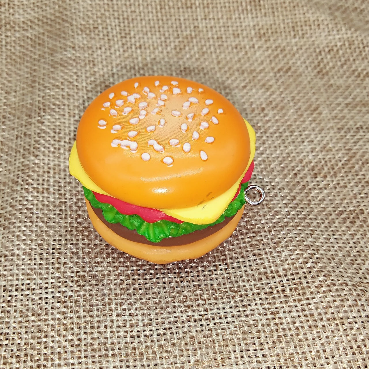 Wholesale Simulation Hamburger Plastic Keychains